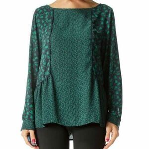 Ann Taylor LOFT Floral Top in Green & Navy, size SP, EUC